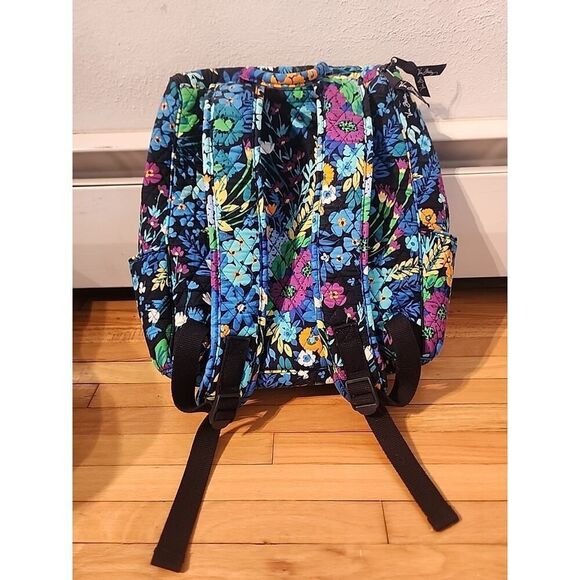 Vera Bradley Midnight Blues Campus Backpack Blue Floral Bag NICE - Picture 4 of 7